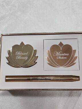 Blessed Beauty Box Natural Eye Shadow Set. Stackable Quad & Double Sided Brush.
